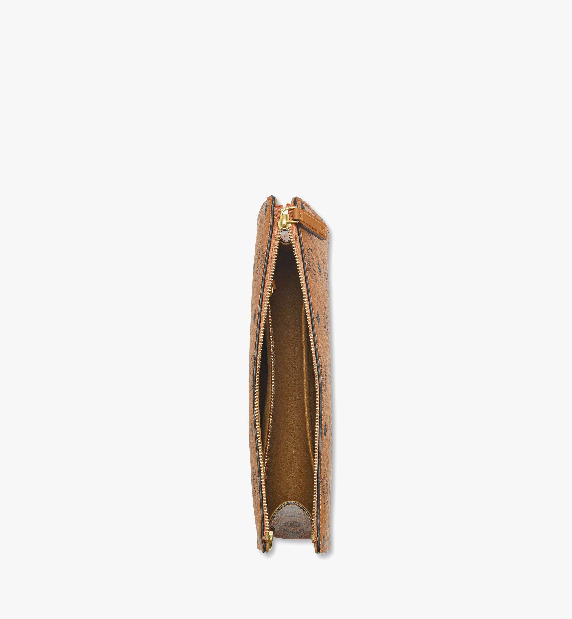 Small Wristlet Standing Pouch w/ Chain Strap in Visetos Cognac MCM ®UK