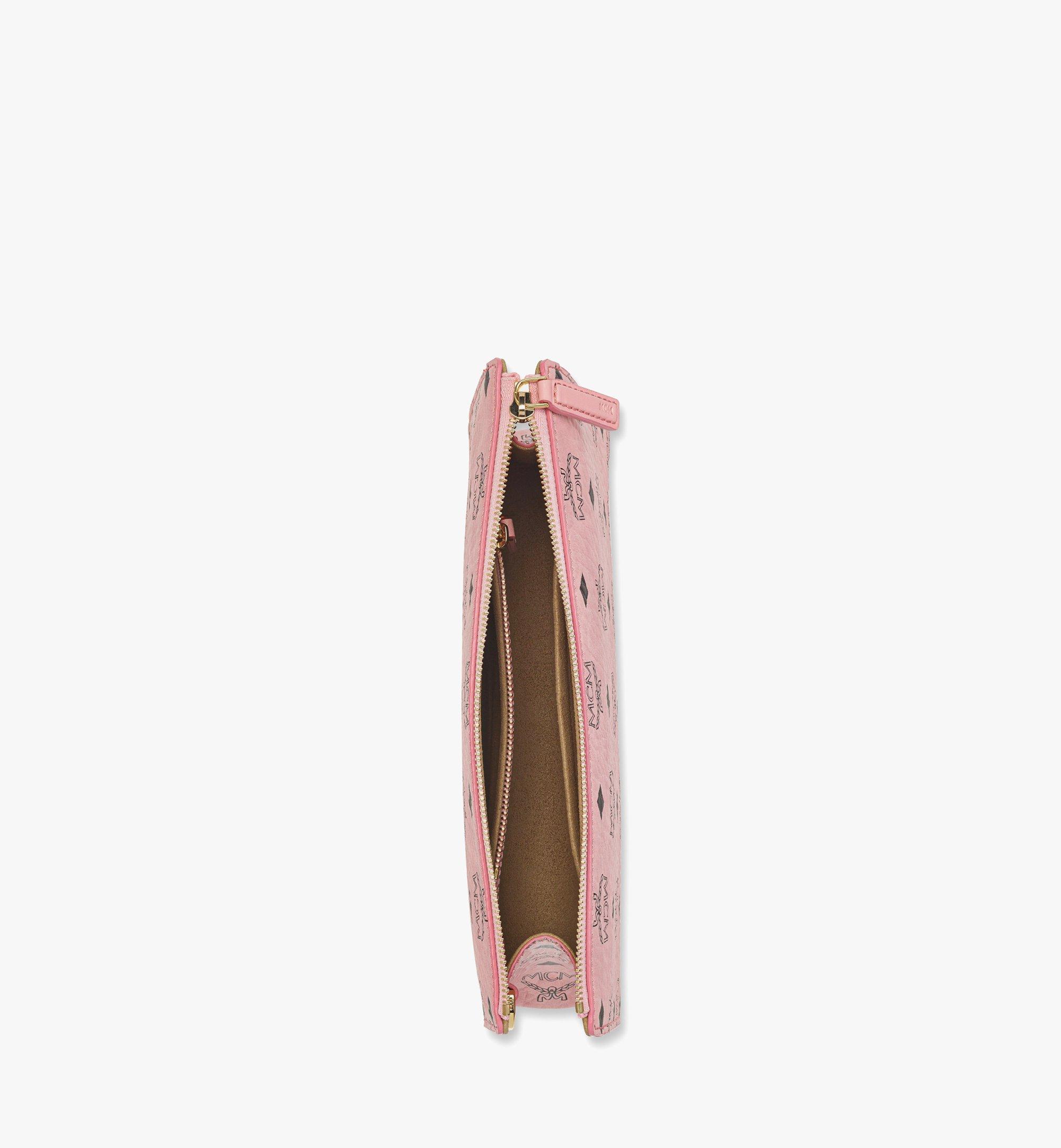 MCM Wristlet Standing Pouch w/ Chain Strap in Visetos Pink MYZFATA03PZ001 Alternate View 1