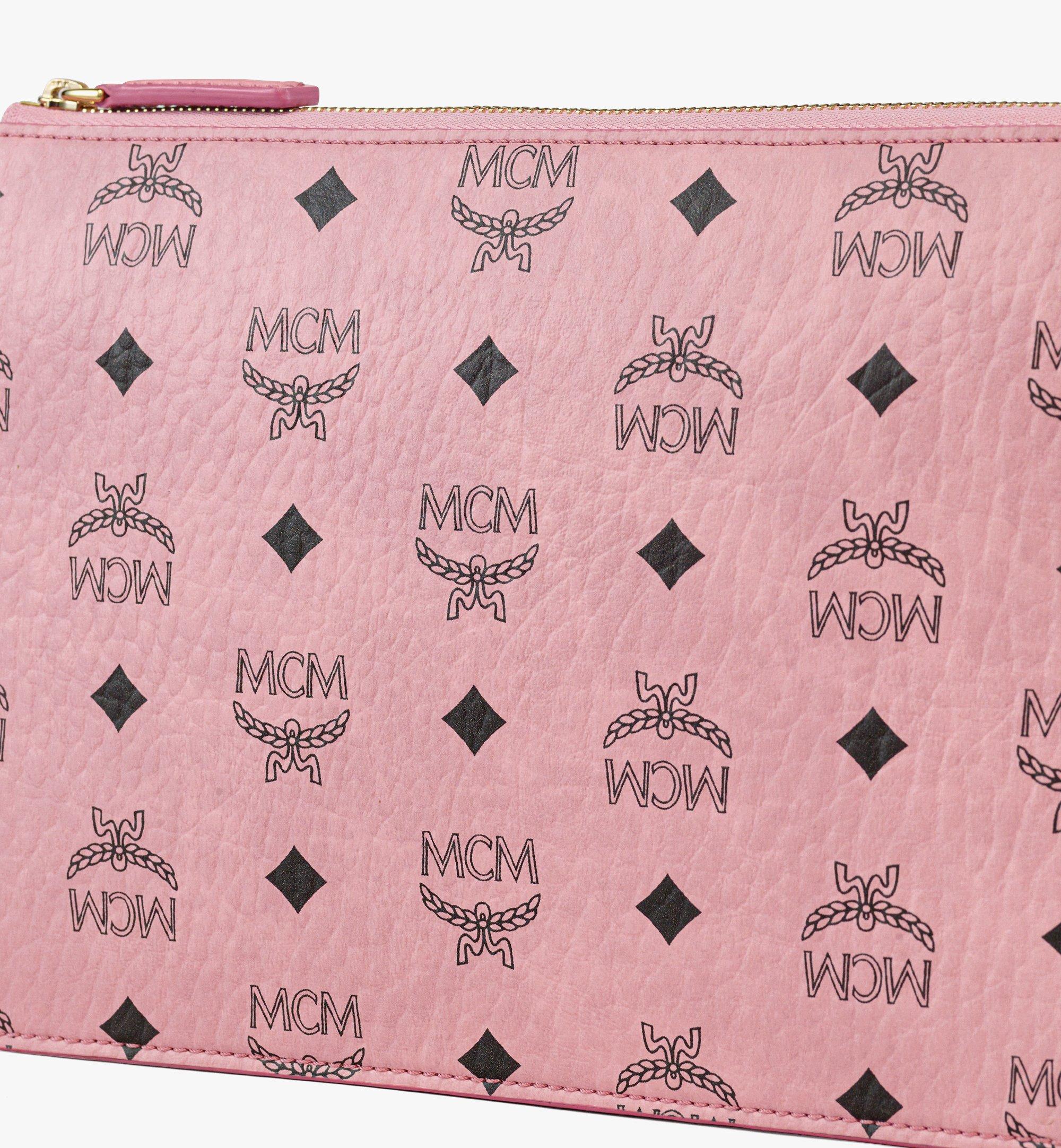 Wristlet Standing Pouch With Chain Strap in Visetos