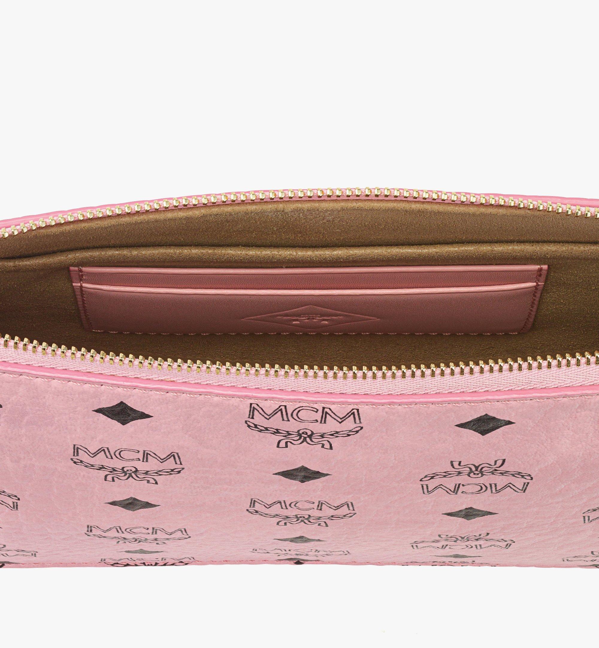 Wristlet Standing Pouch With Chain Strap in Visetos