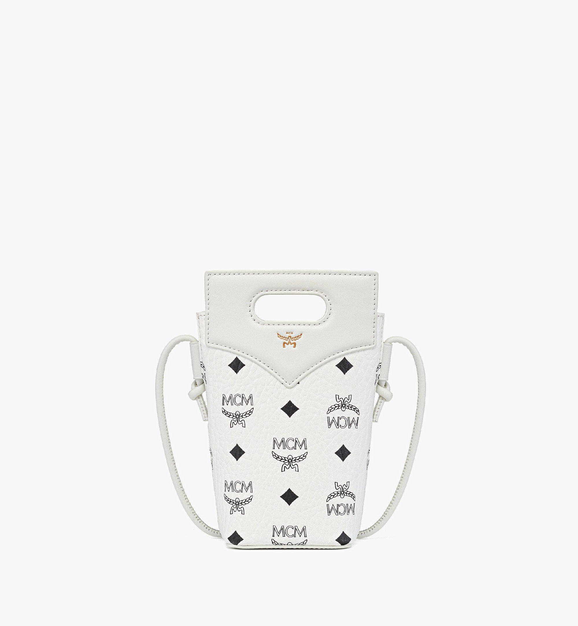 MCM Diamond Crossbody Pouch in Visetos Leather Mix White MYZFSAK01WT001 Alternate View 1