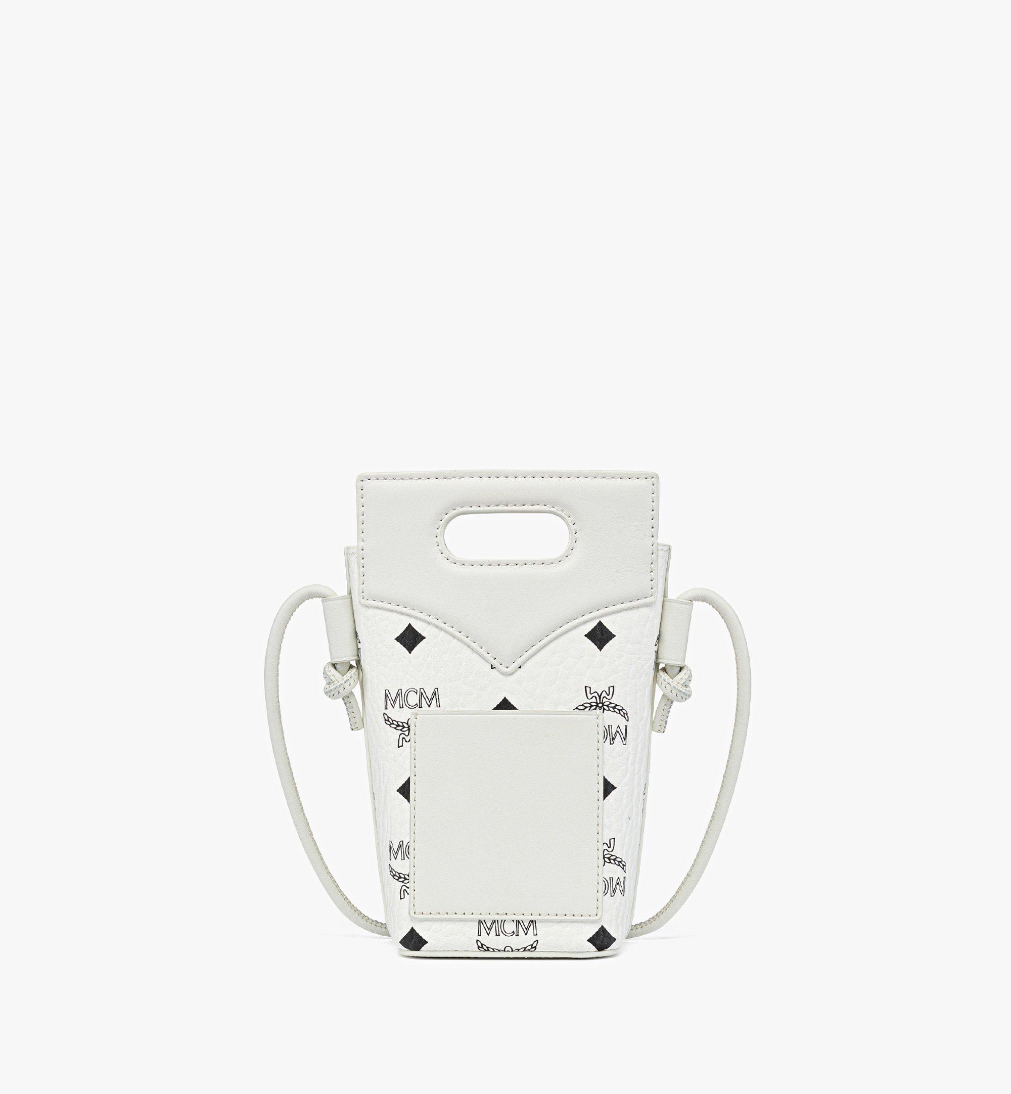 MCM Diamond Crossbody Pouch in Visetos Leather Mix White MYZFSAK01WT001 Alternate View 3