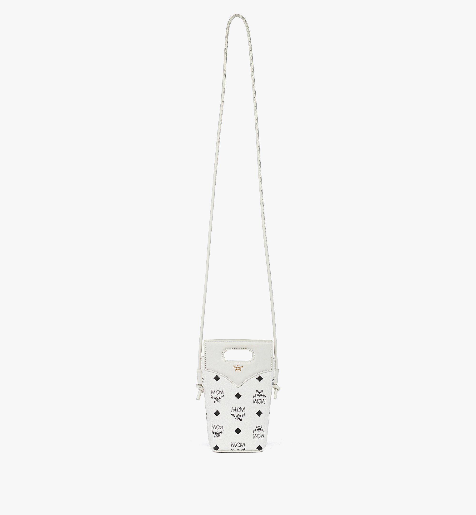 MCM Diamond Crossbody Pouch in Visetos Leather Mix White MYZFSAK01WT001 Alternate View 4