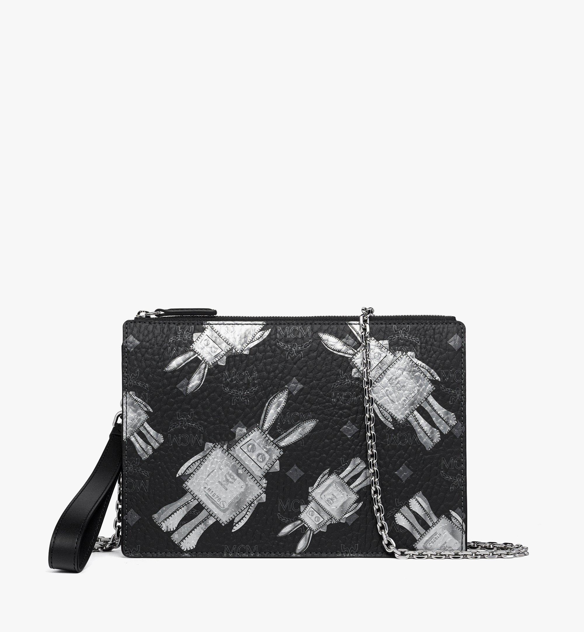 Small Wristlet Standing Pouch With Chain Strap in Rabot Visetos