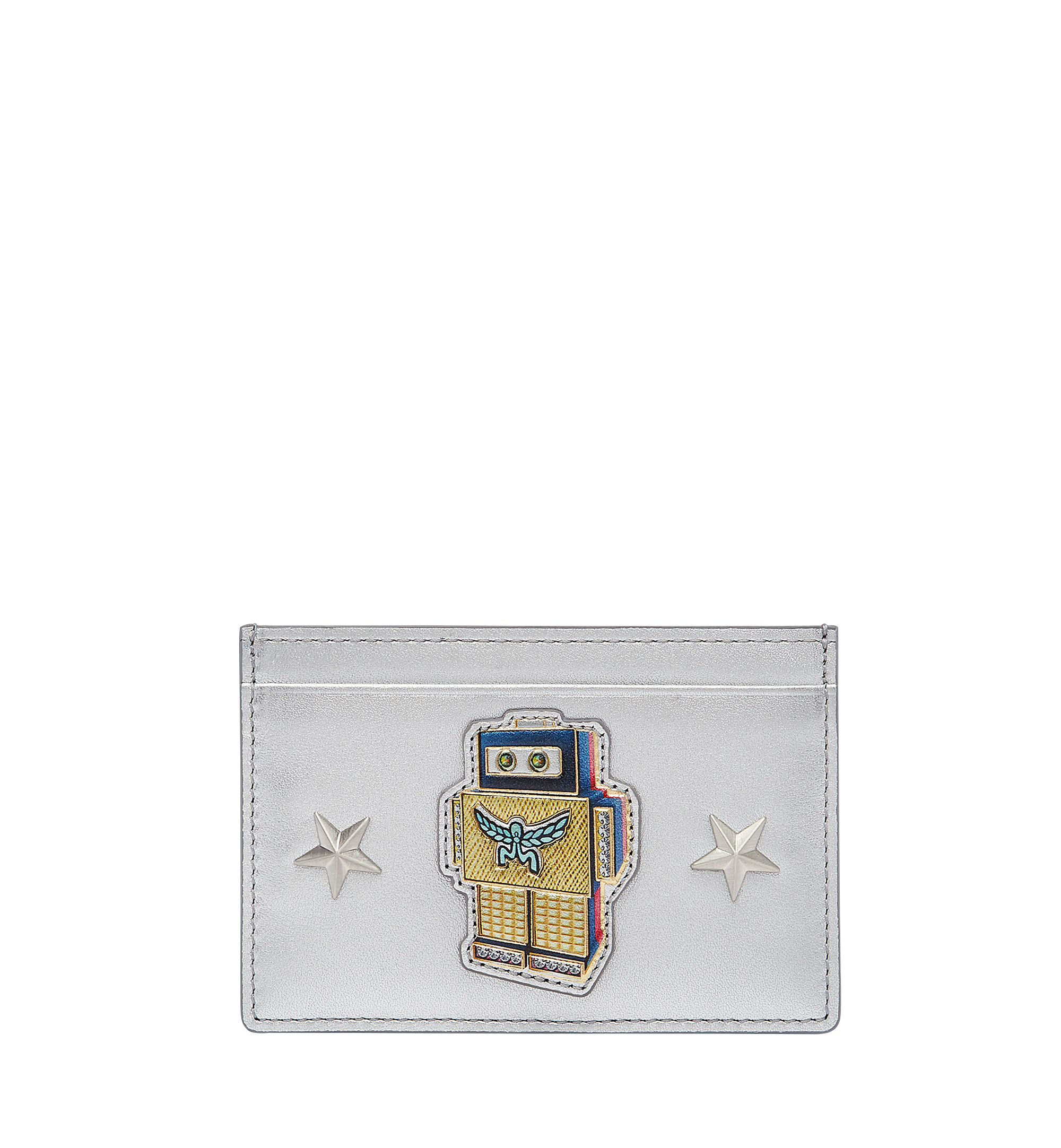 MCM Robot Card Case in Nappa Leather Silver MZA8SRO26SV001 Alternate View 1