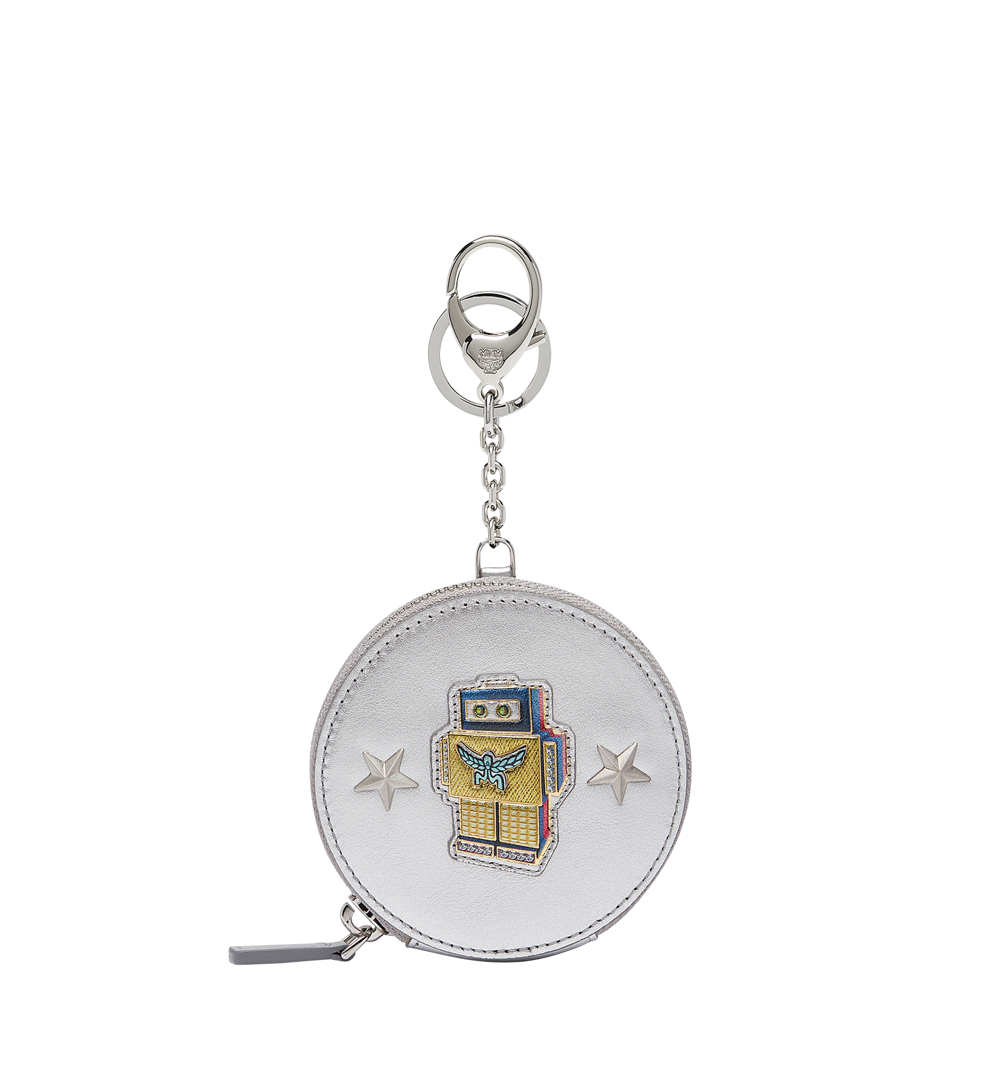 MCM Robot Coin Charm in Nappa Leather Silver MZI8SRO27SV001 Alternate View 1