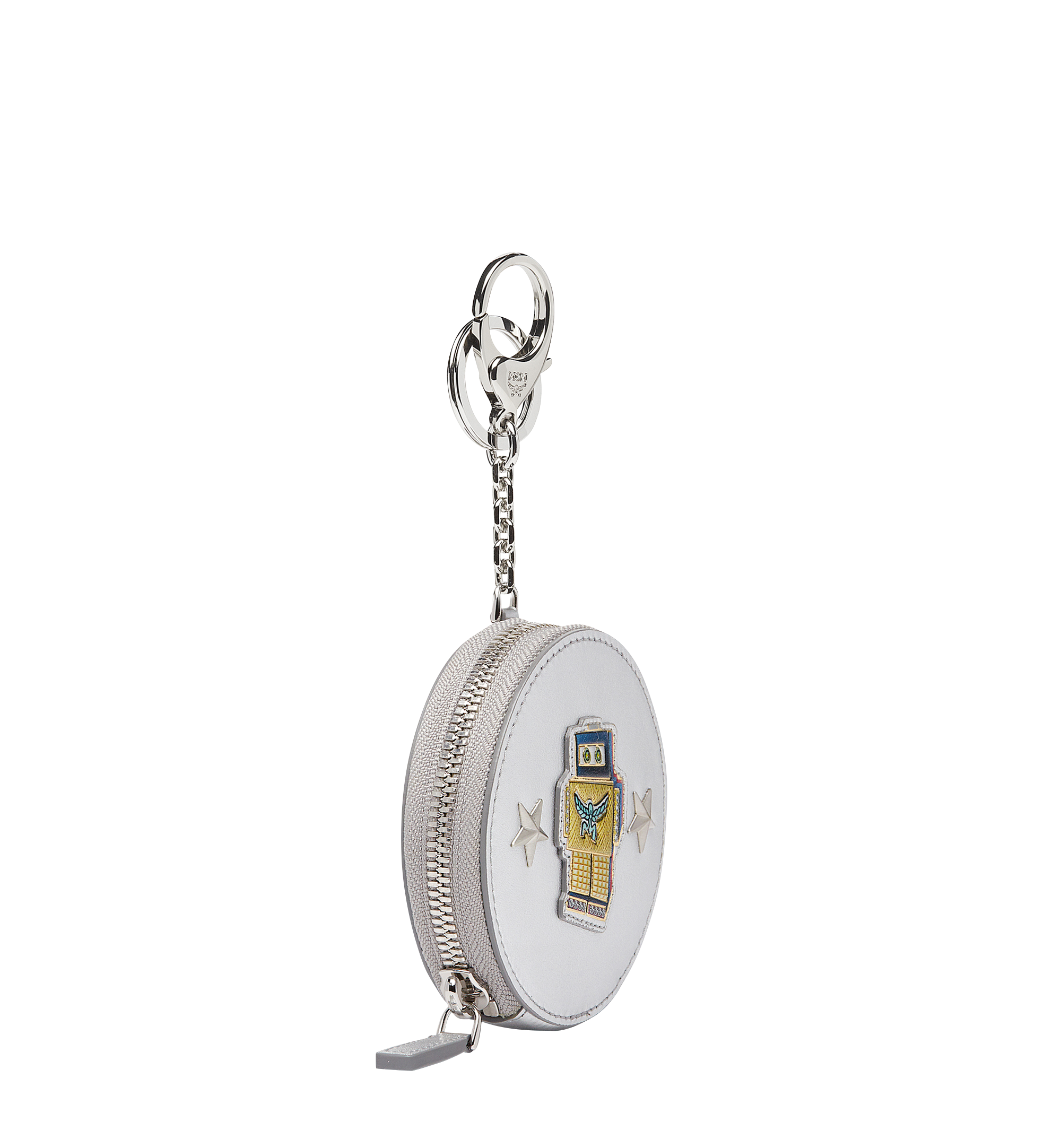 MCM Robot Coin Charm in Nappa Leather Silver MZI8SRO27SV001 Alternate View 1