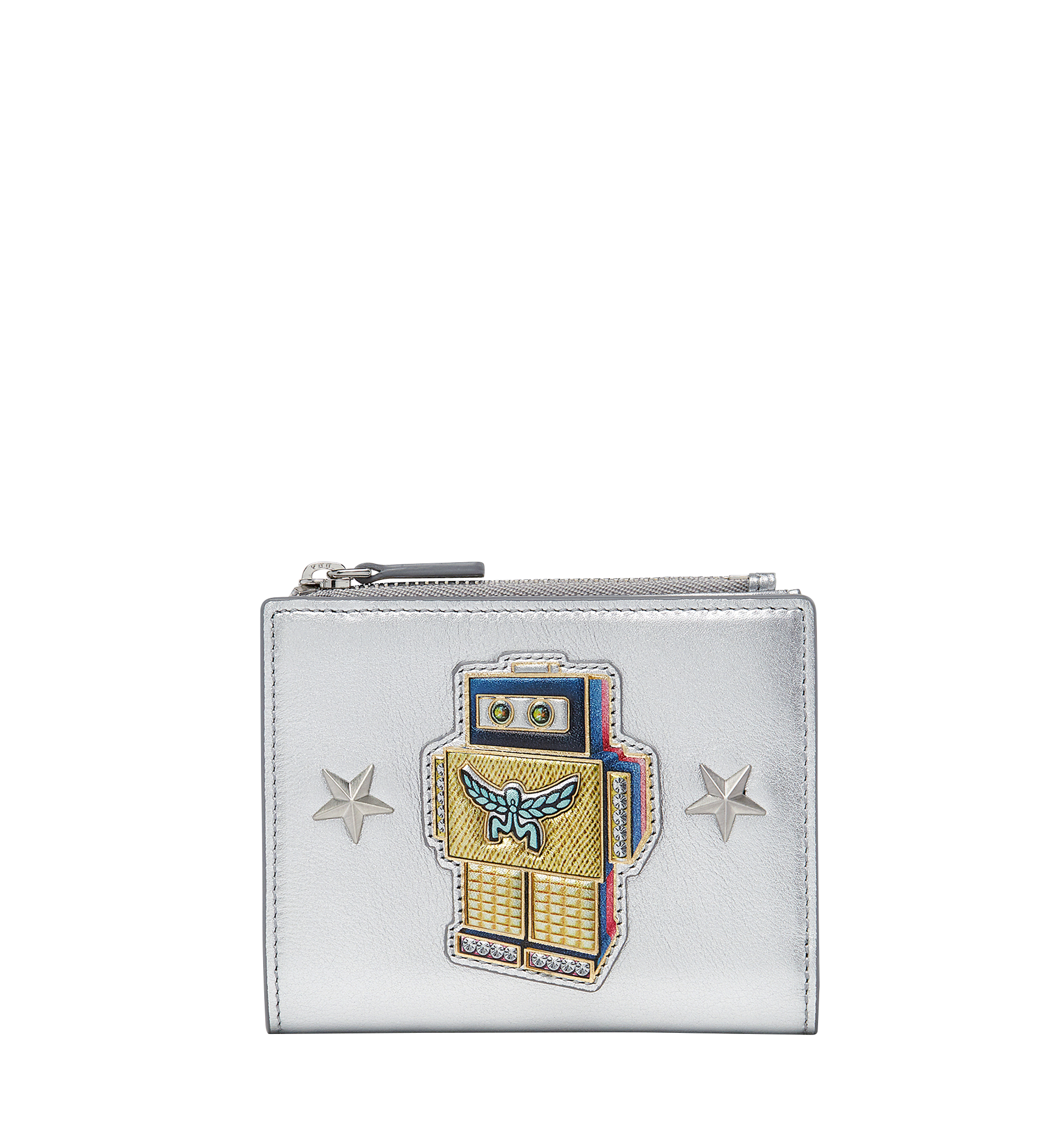 MCM Robot Wallet in Leather Silver MZS8SRO13SV001 Alternate View 1