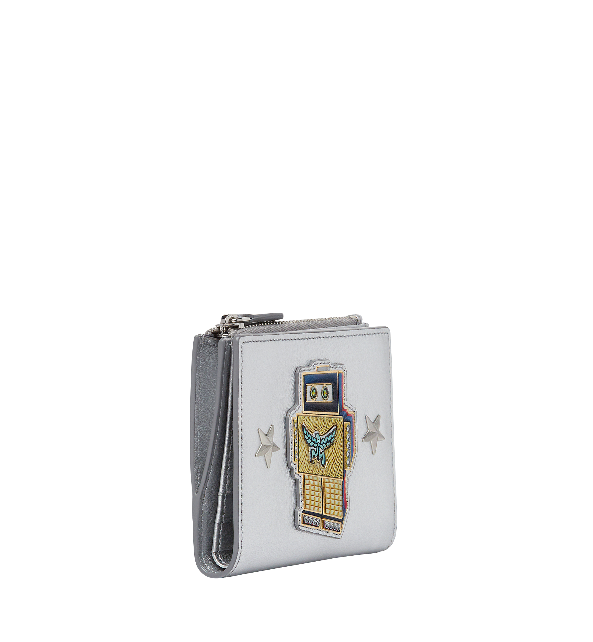 MCM Robot Wallet in Leather Silver MZS8SRO13SV001 Alternate View 1