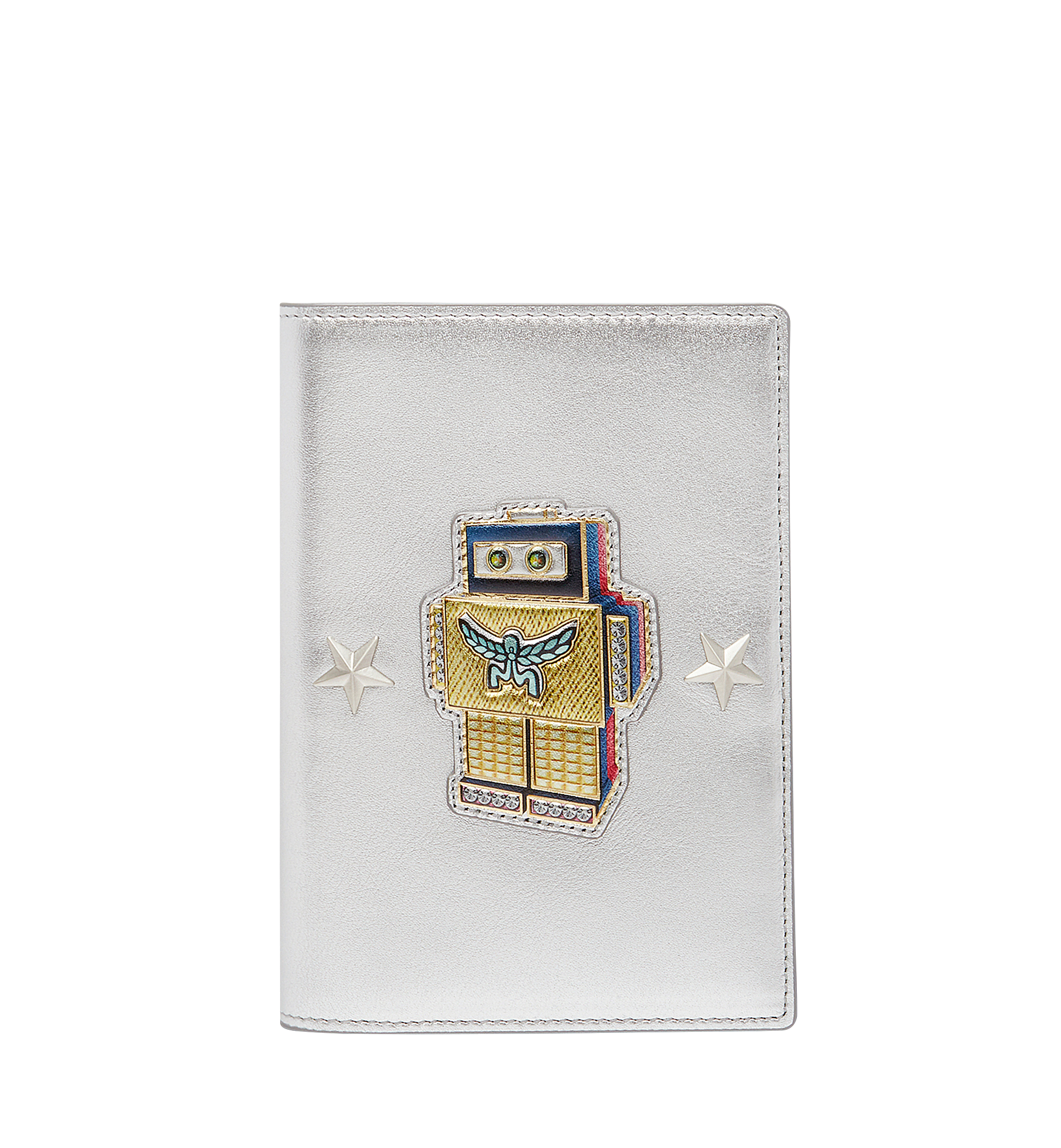 MCM Robot Passport Holder in Nappa Leather Silver MZV8SRO50SV001 Alternate View 1