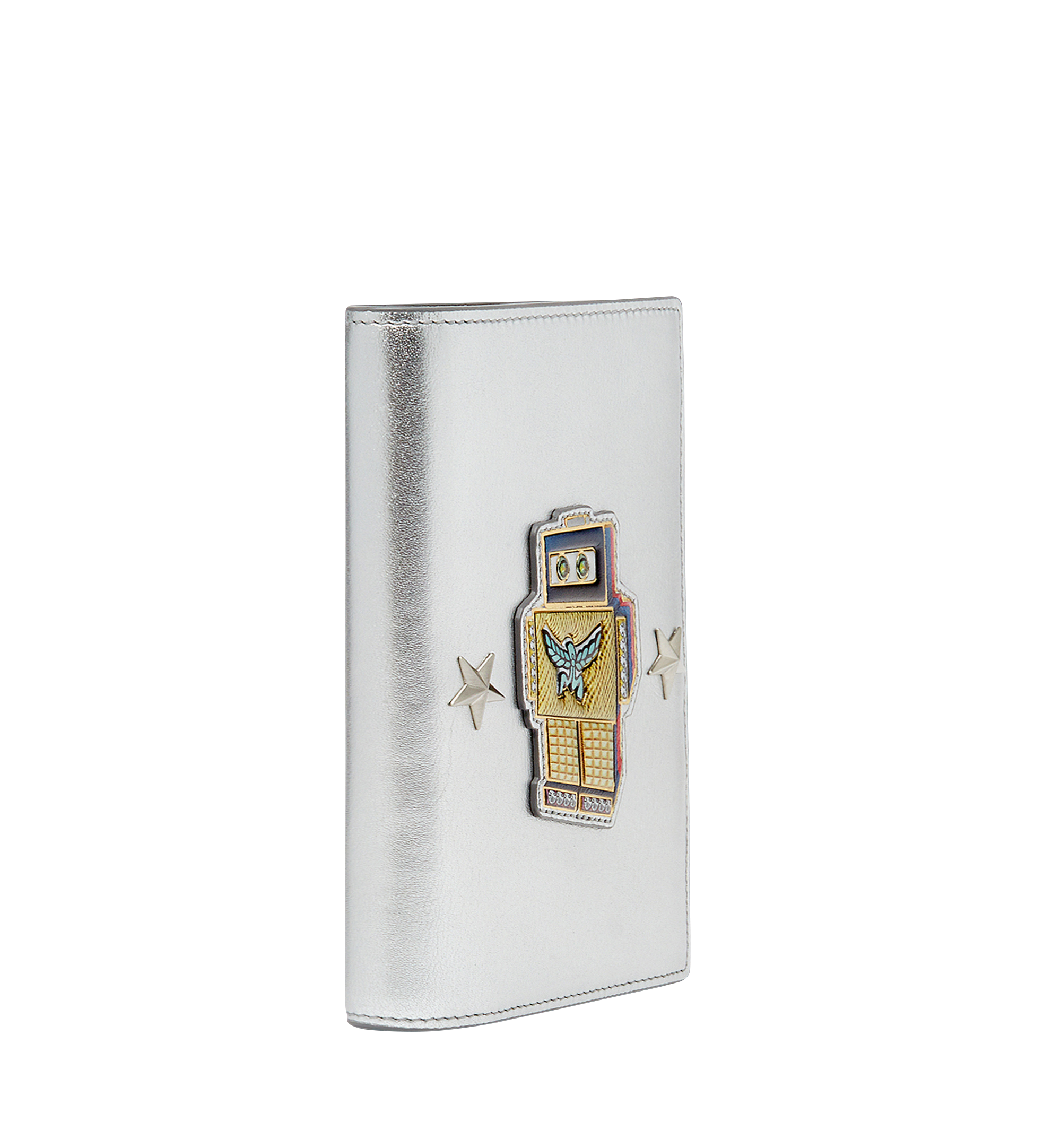MCM Robot Passport Holder in Nappa Leather Silver MZV8SRO50SV001 Alternate View 1