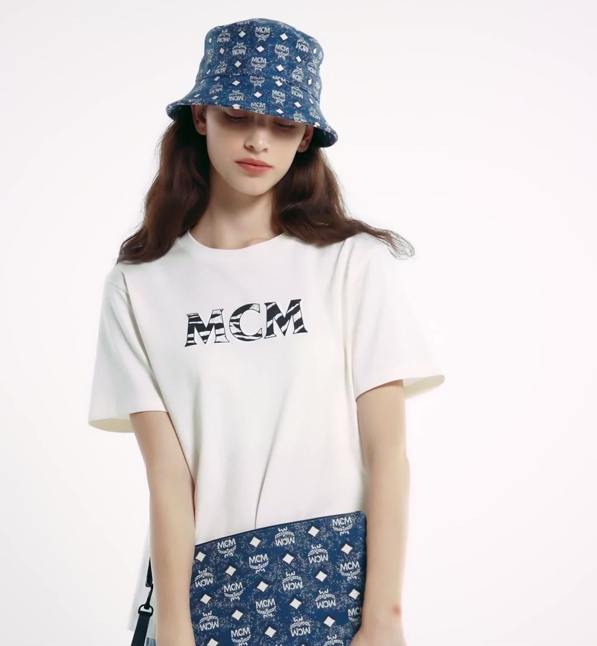 MCM, Accessories, Mcm Bucket Hat In Monogram Denim Blue