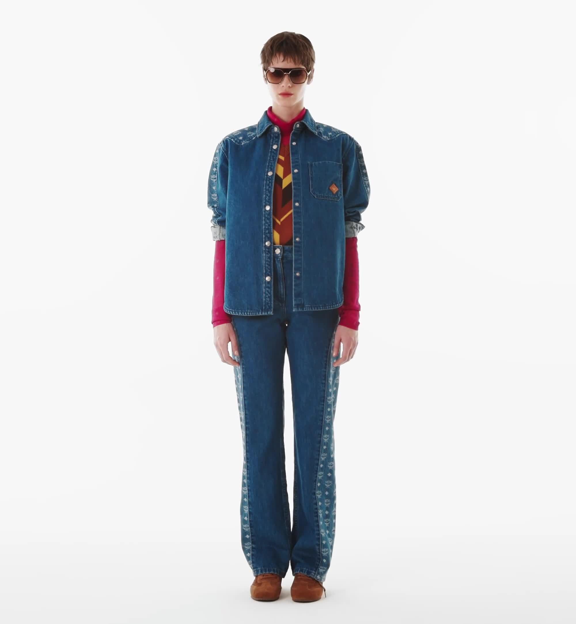 40 IT Monogram Jacket in Denim Jacquard Blue | MCM ®US