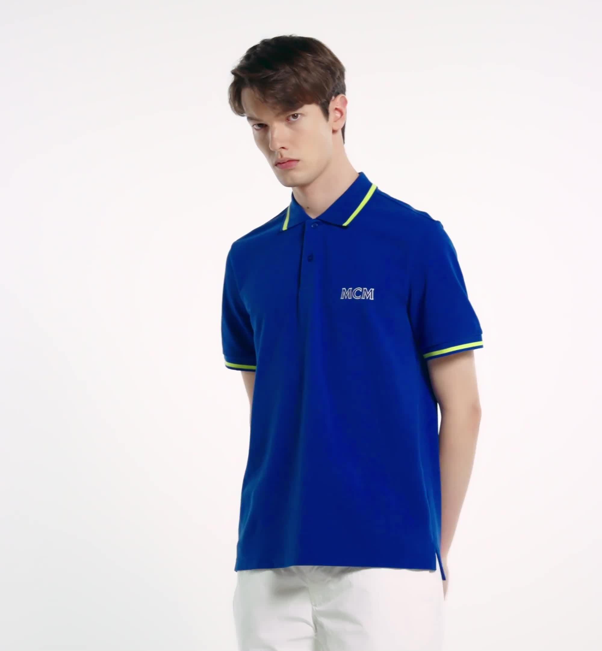 XX-Large Logo Polo Shirt in Organic Cotton Blue | MCM ®CA