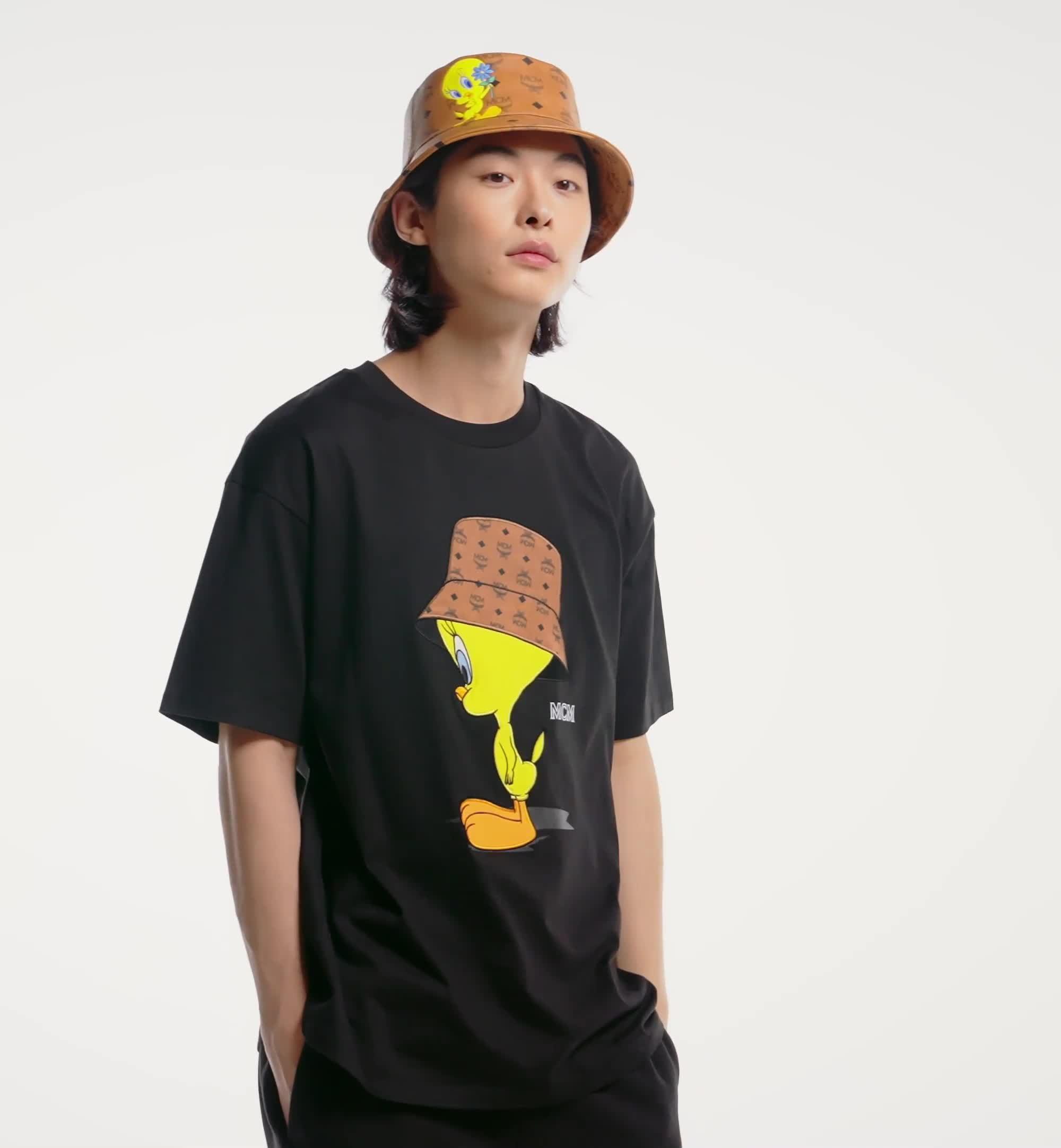 X-Large Men's Looney Tunes x MCM T-Shirt in Organic Cotton Black