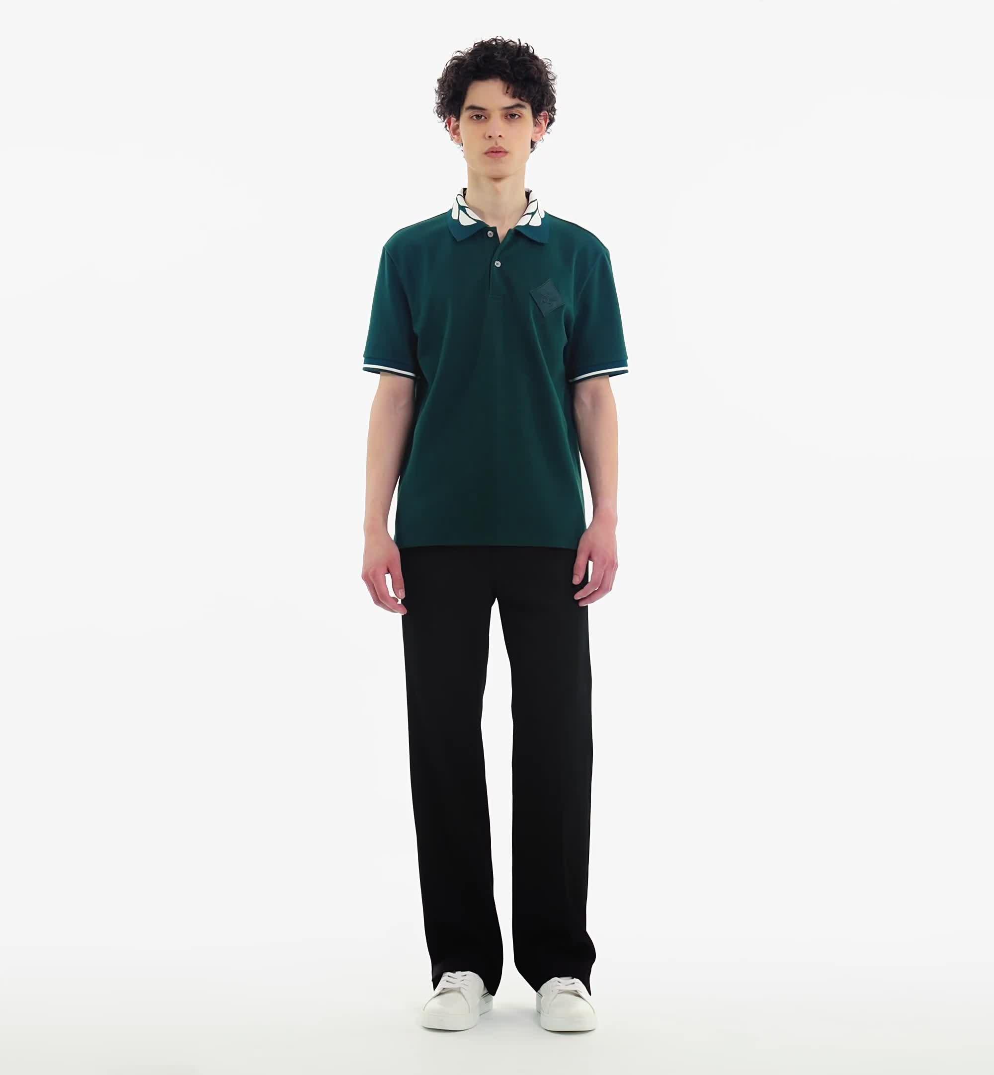 Large Intarsia Laurel Piqué Polo Green | MCM ®US