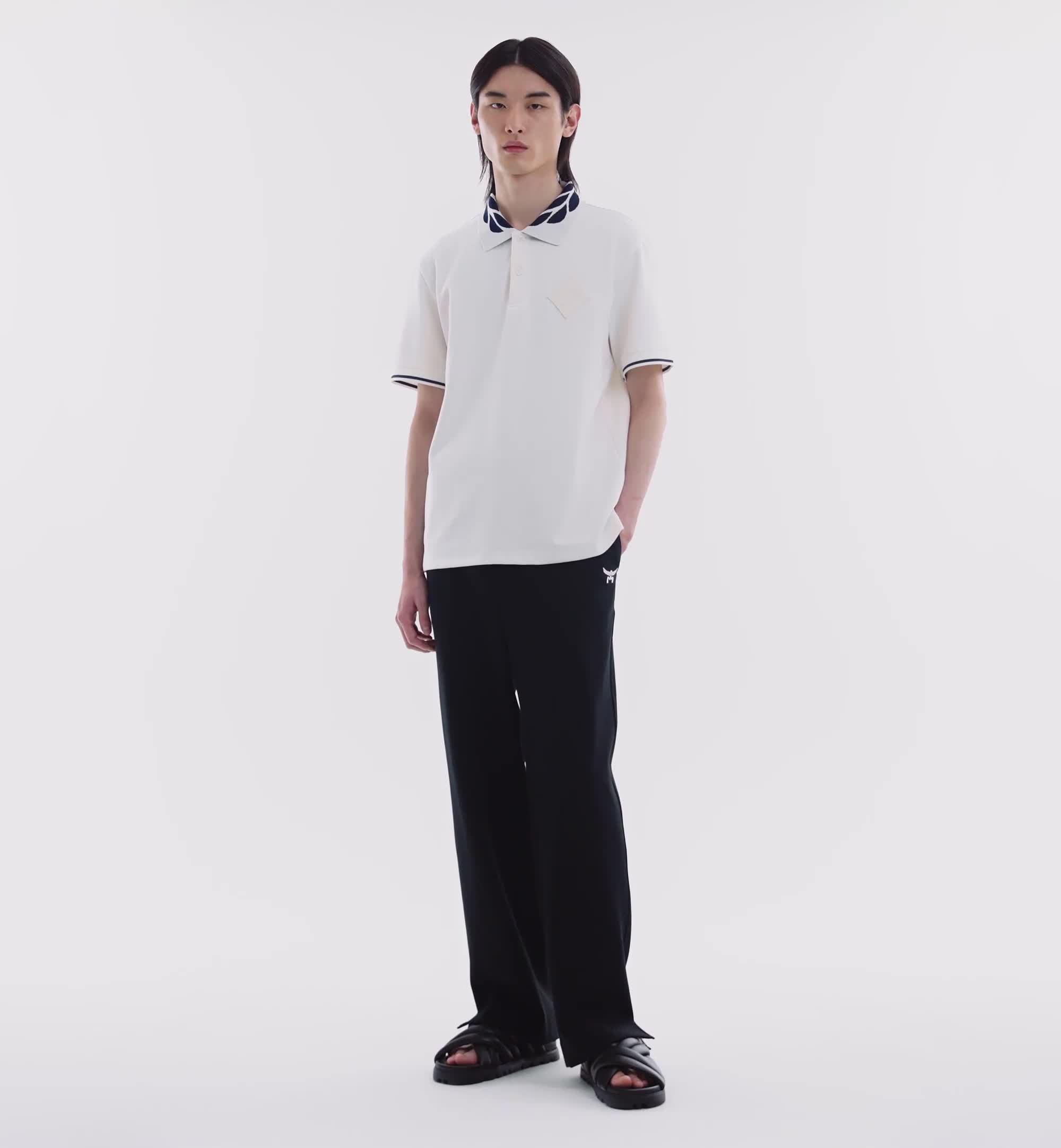  ポロシャツ M ホワイト ストライプ MCMLXXXV シンメトリーロゴ ポロシャツ [全3色] – muta Online Store