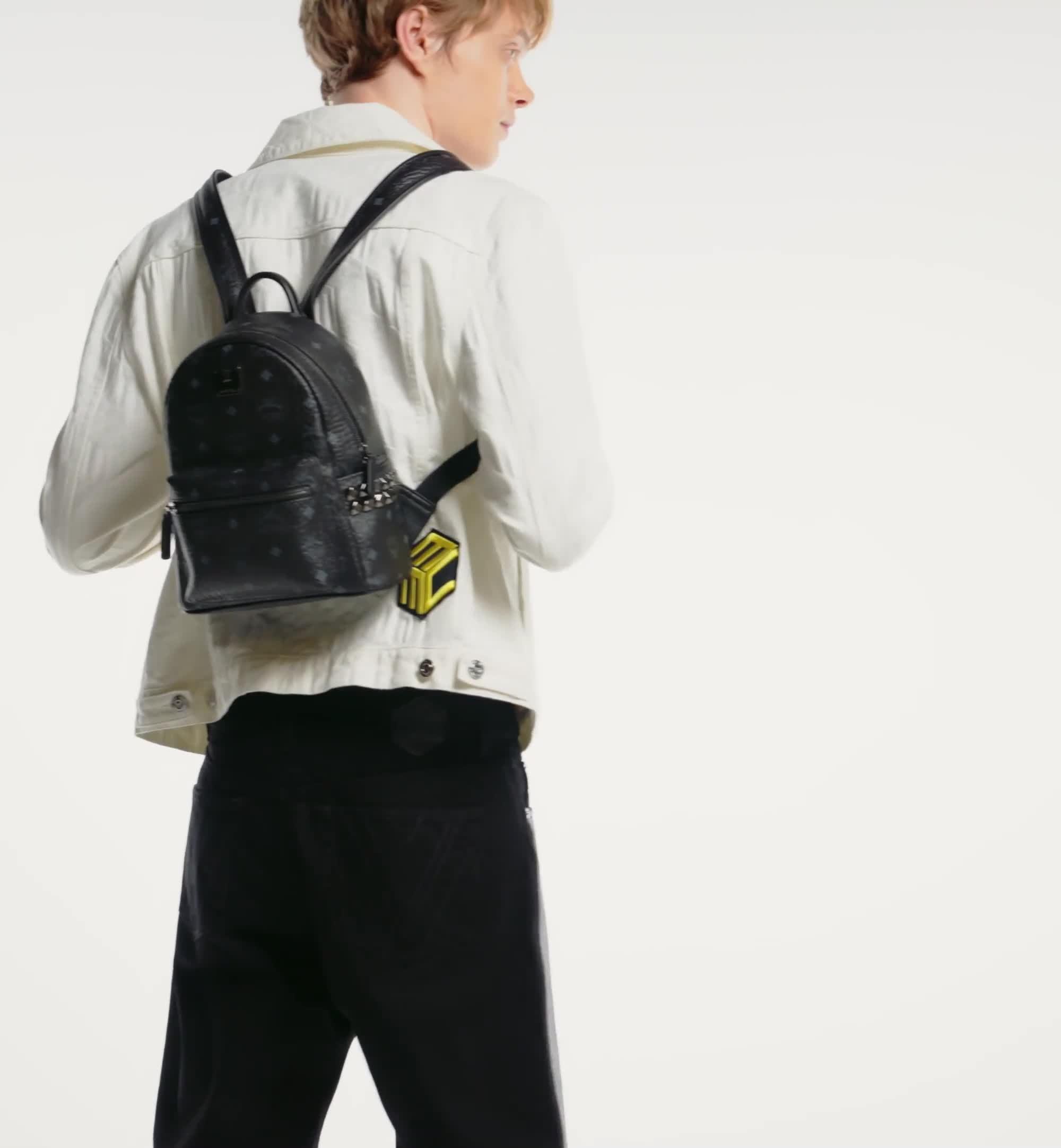 Mini Stark Side Studs Backpack In Visetos Black | Mcm ®Us