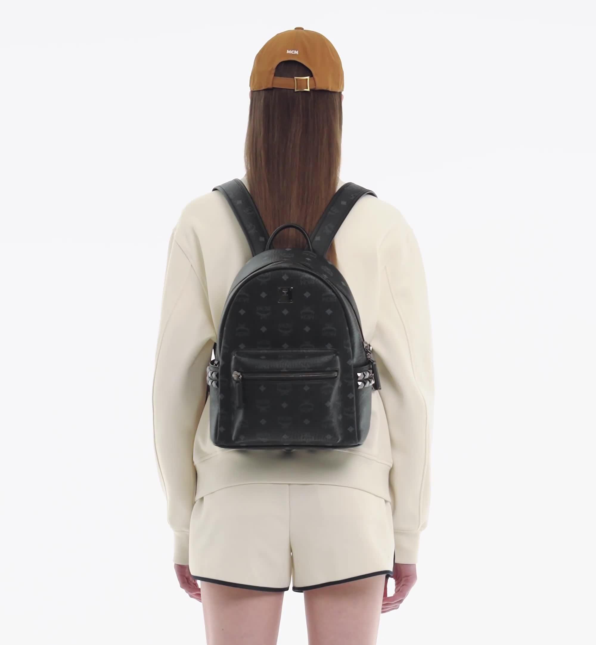 Black studded rucksack online