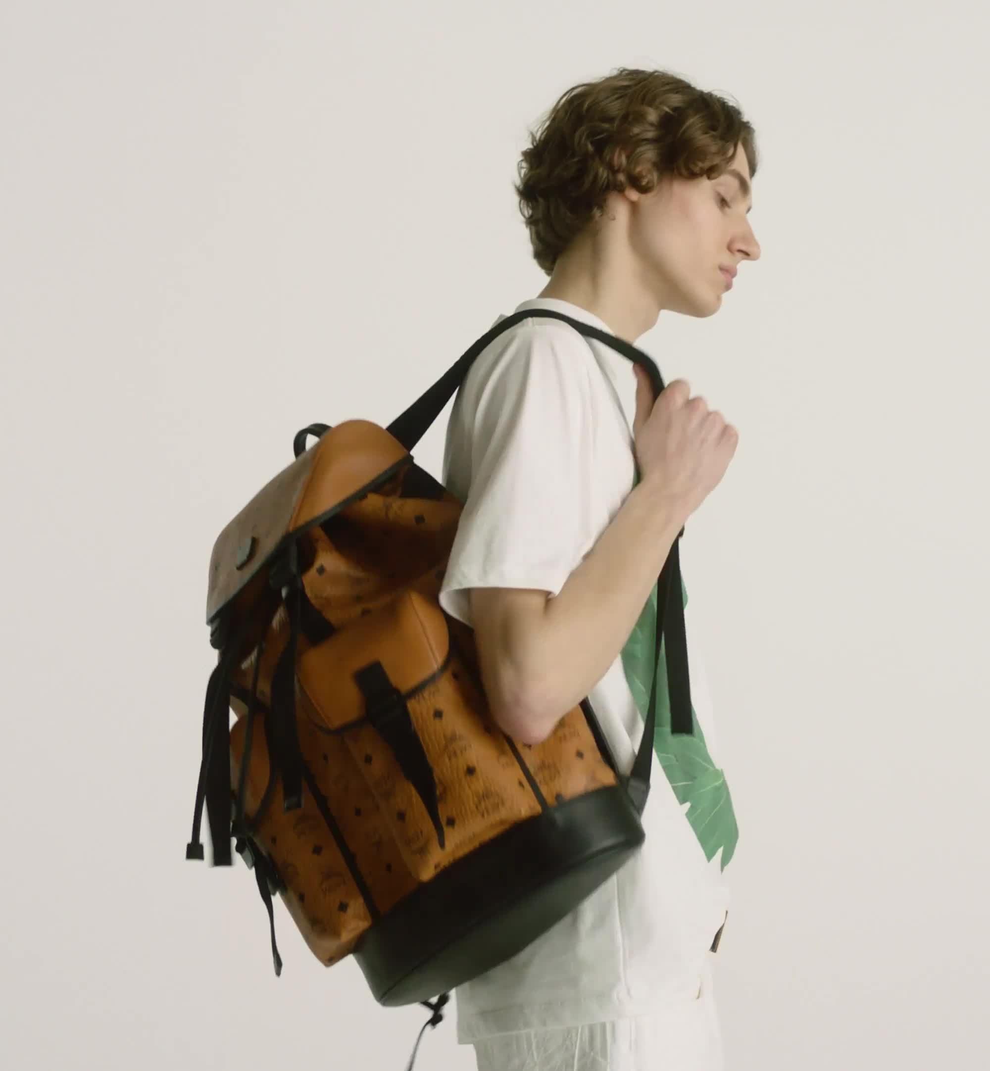 Medium Brandenburg Backpack in Visetos Cognac