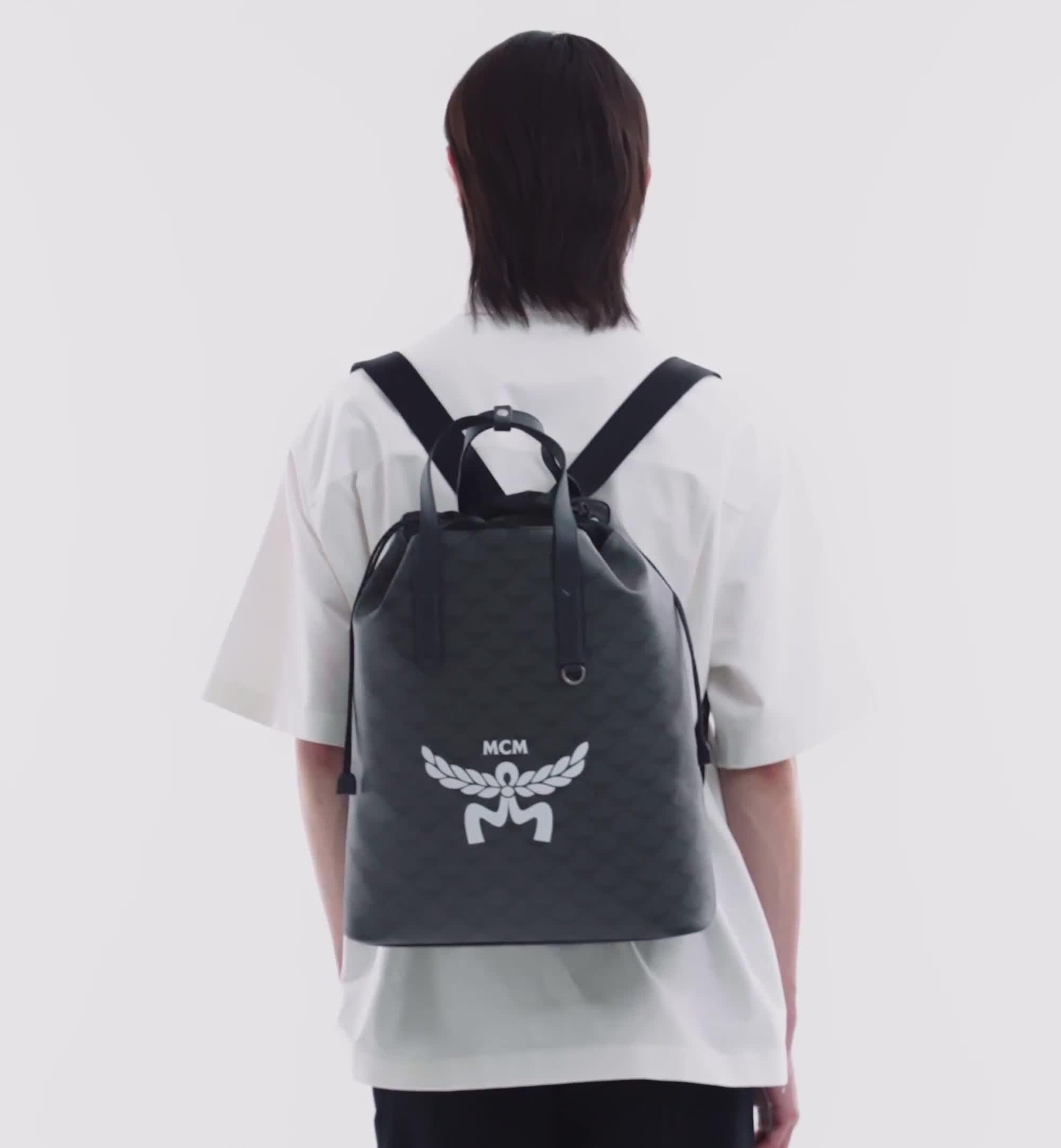 Medium Himmel Drawstring Backpack in Lauretos Grey | MCM ®US