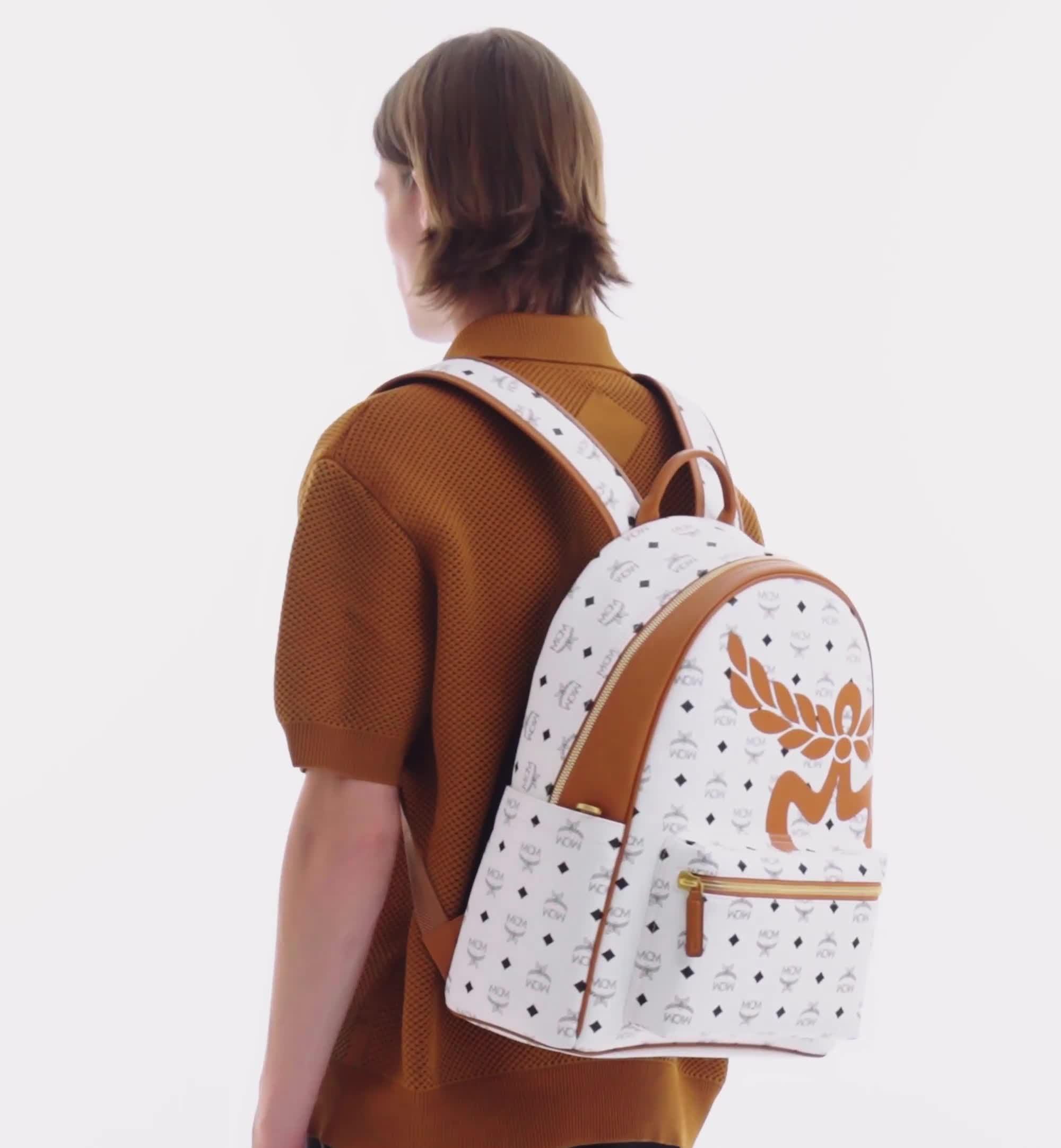 Medium Stark Backpack in Mega Laurel Visetos White | MCM ®US