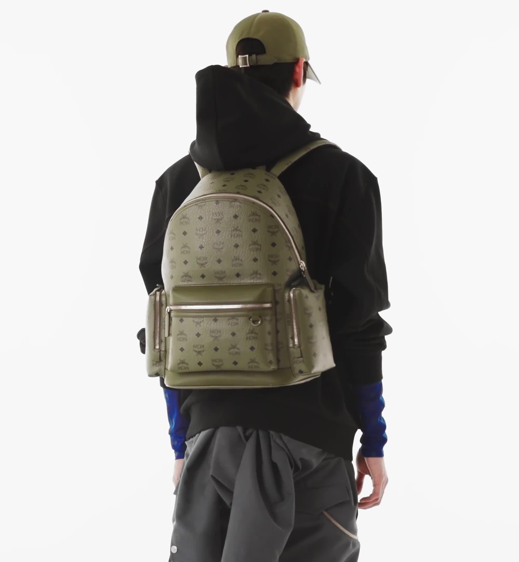 Medium Stark Backpack in Visetos Green | MCM ®US
