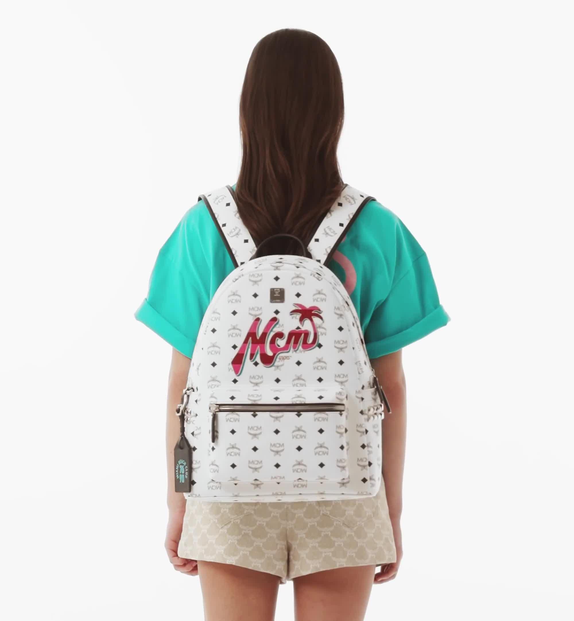 Medium MCM x SNIPES Stark Side Studs Backpack in Visetos