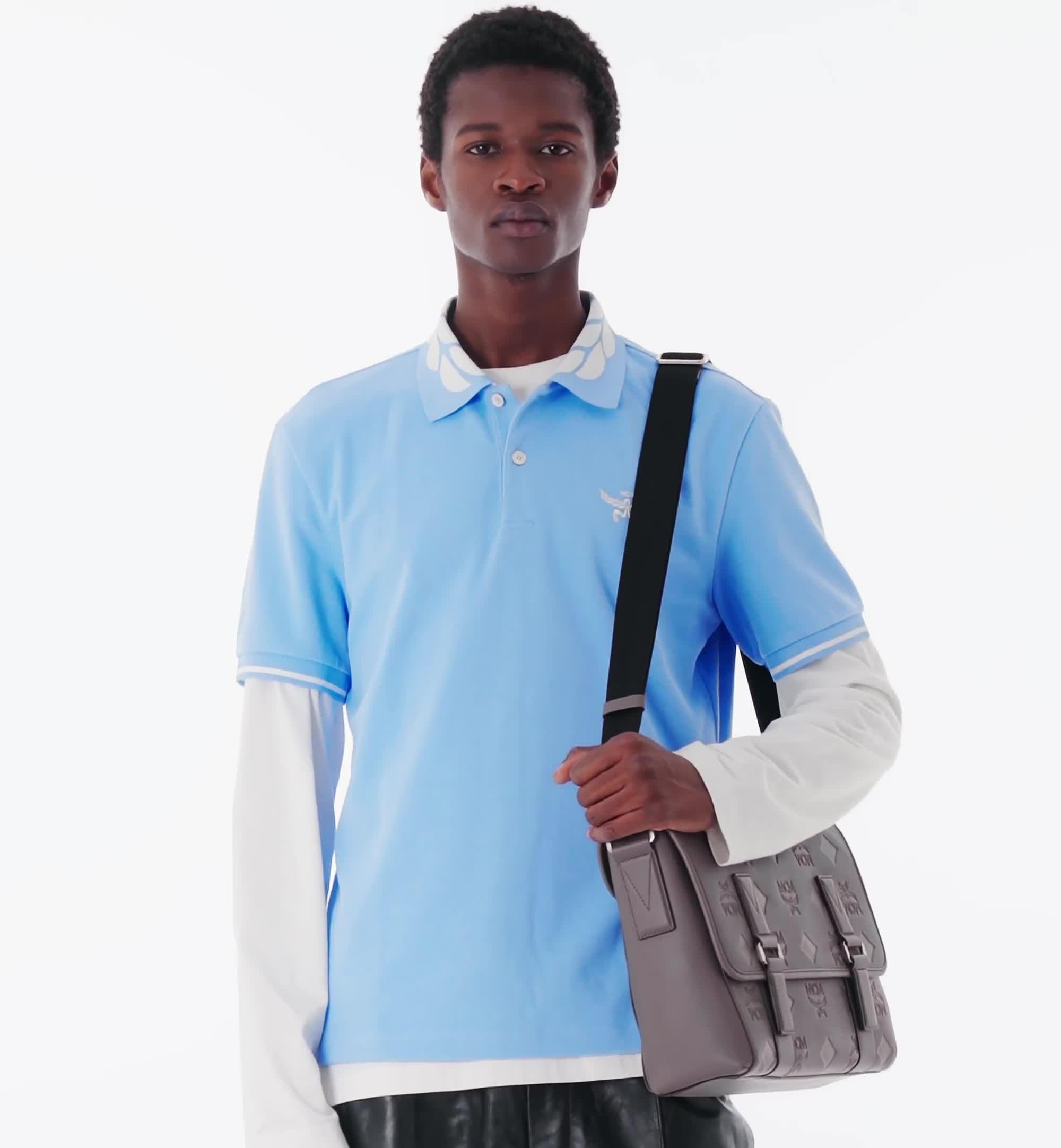 Medium Aren Messenger in Maxi Monogram Leather Grey | MCM ®US