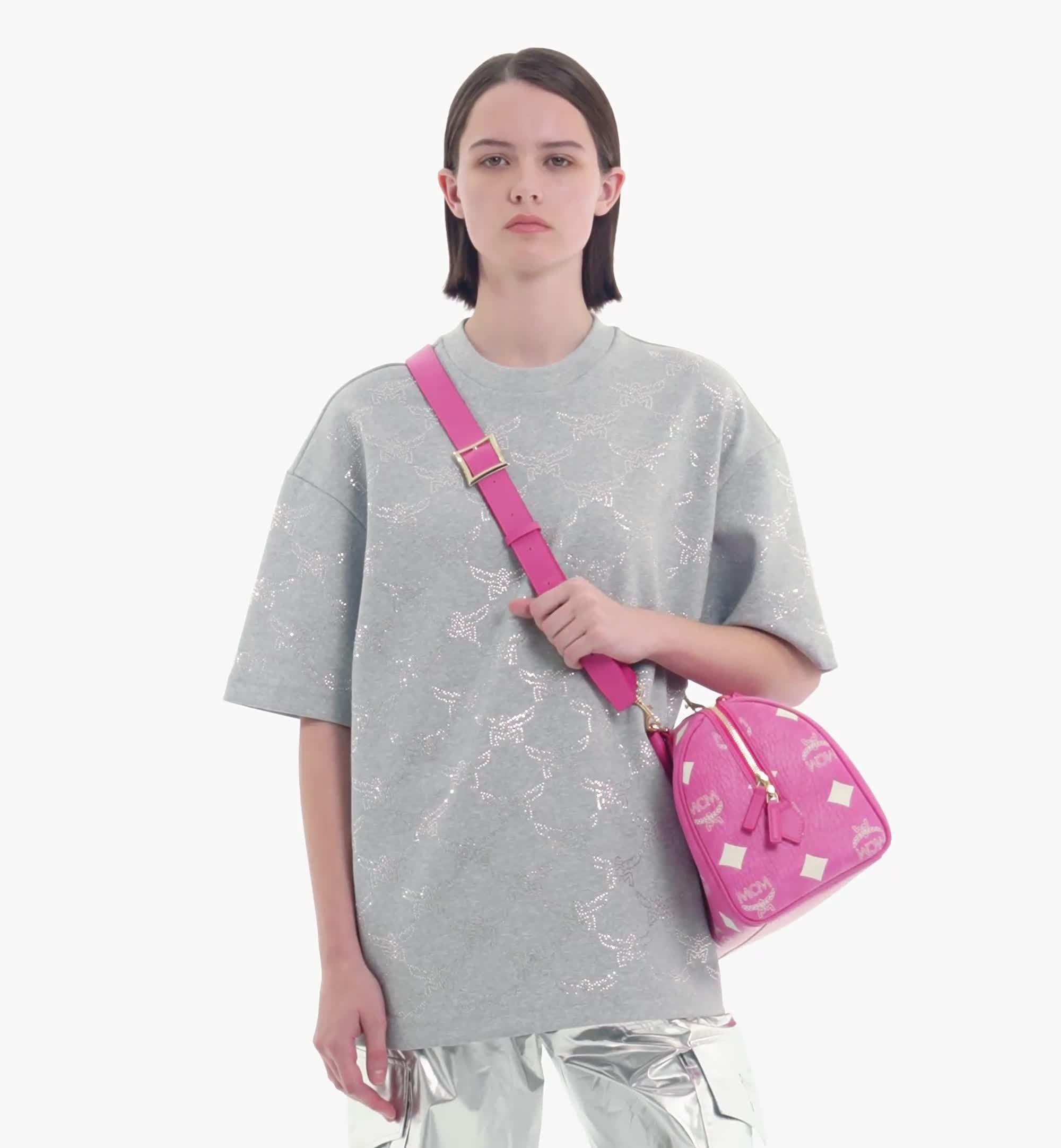 ロゼミューズ satin traveling boston bag ピンク（Pink tote