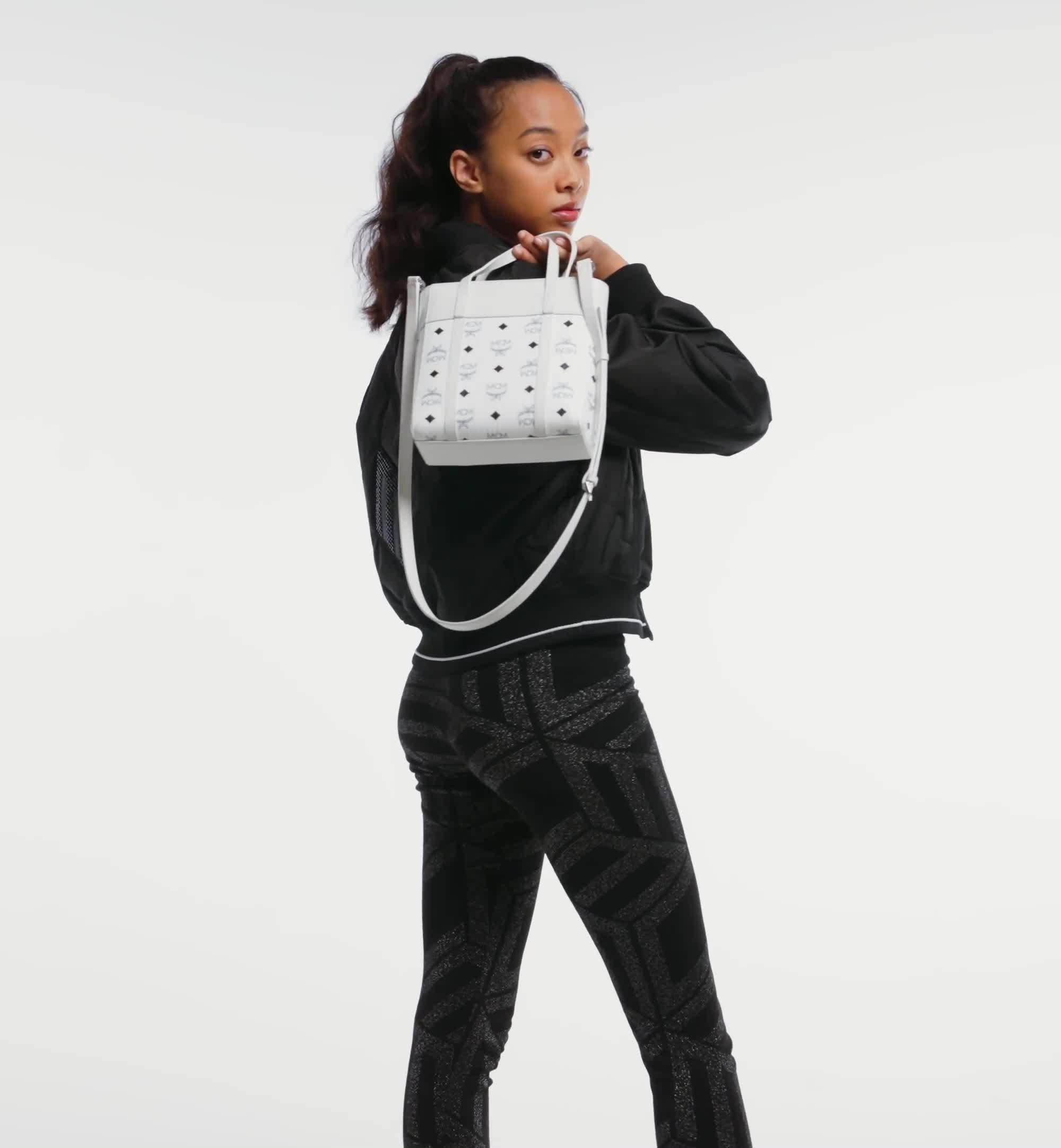 Mini Toni Top-Zip Shopper in Visetos Leather Mix White | MCM ®US