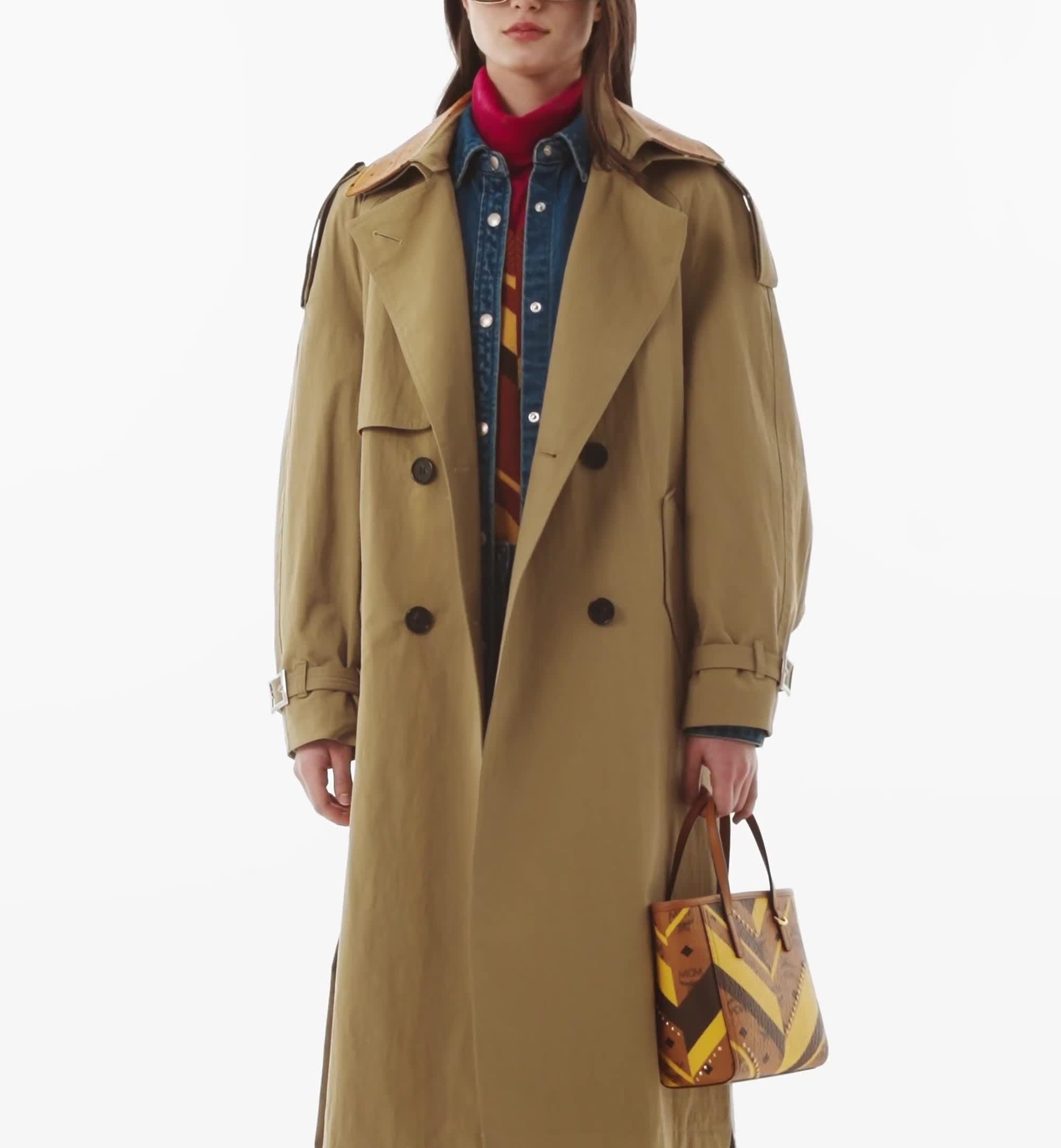 Mini Studded Toni Top-Zip Shopper in Mega Herringbone