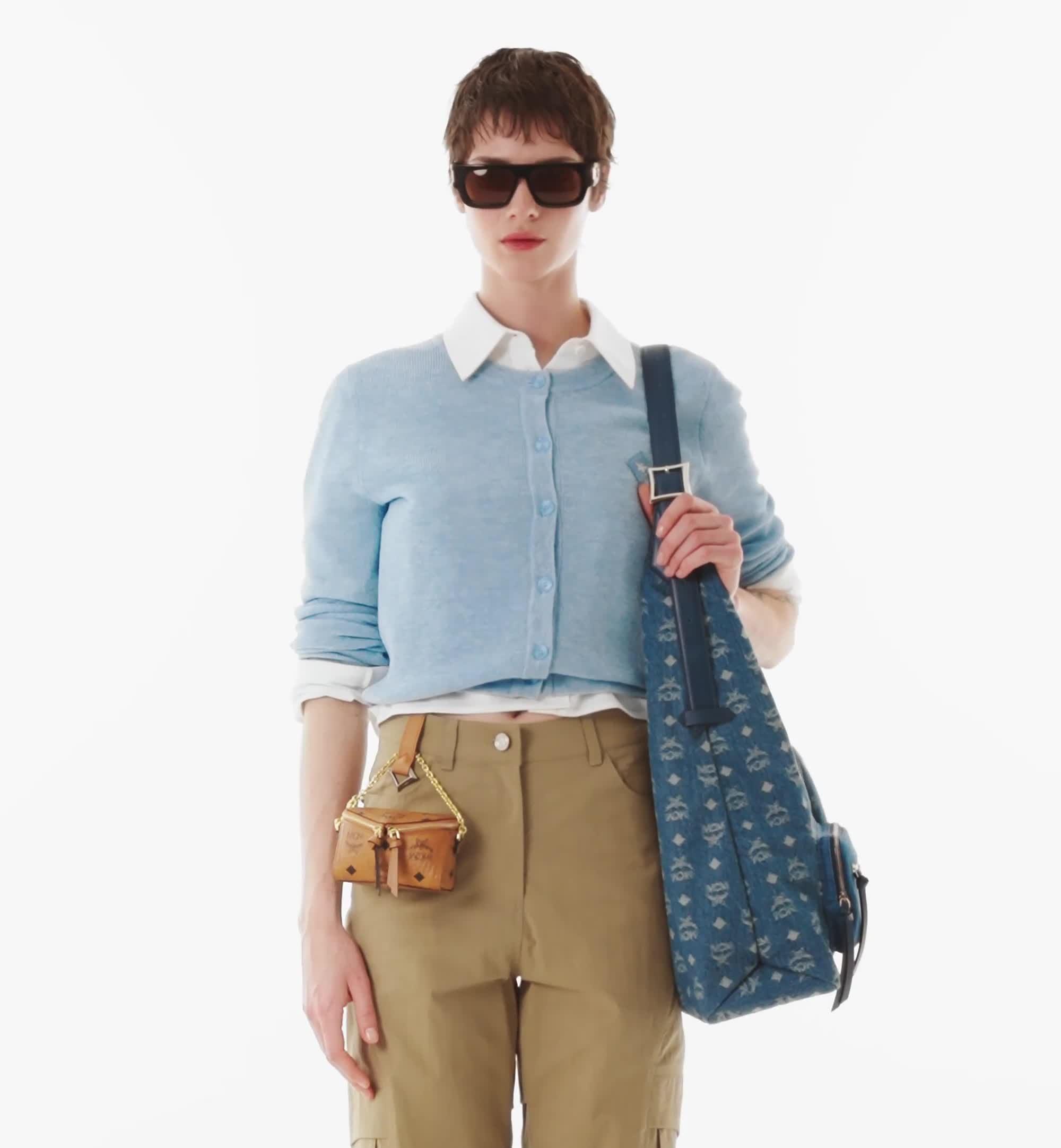 X-Large Aren Multi-Shopper in Monogram Denim Jacquard Blue | MCM ®US