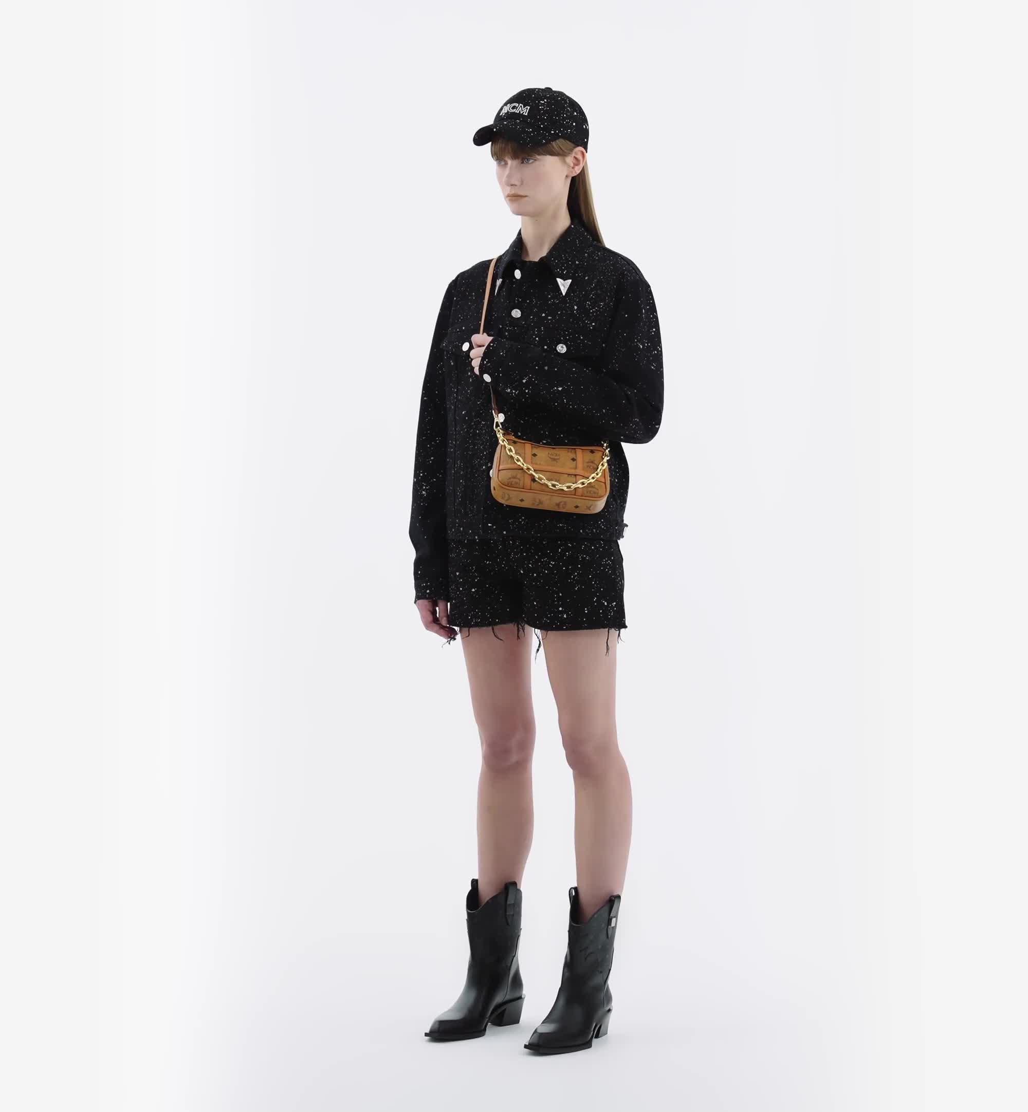 Mini Aren Shoulder Bag in Visetos Black