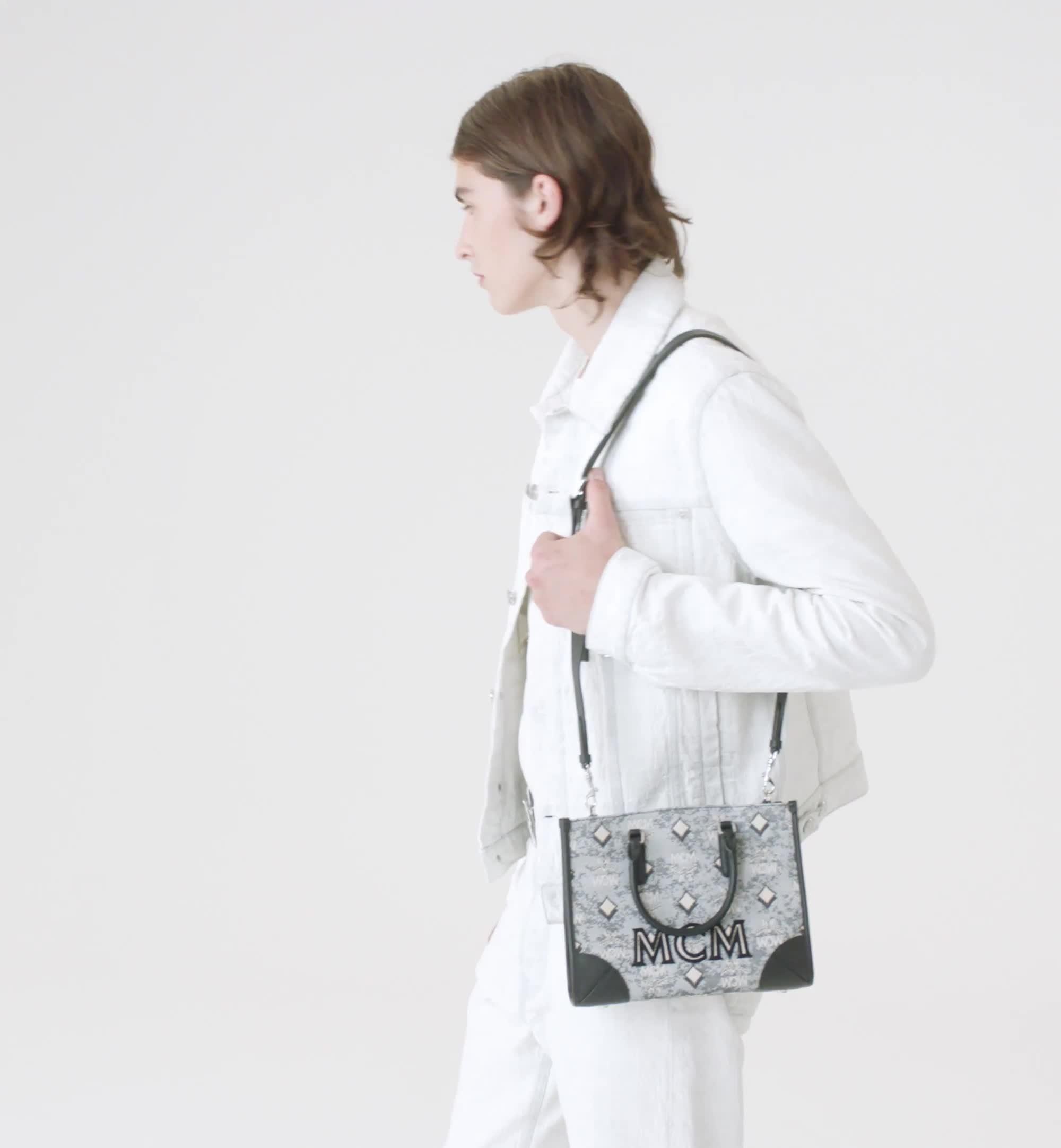 Small München Tote in Vintage Monogram Jacquard Grey | MCM ®CH