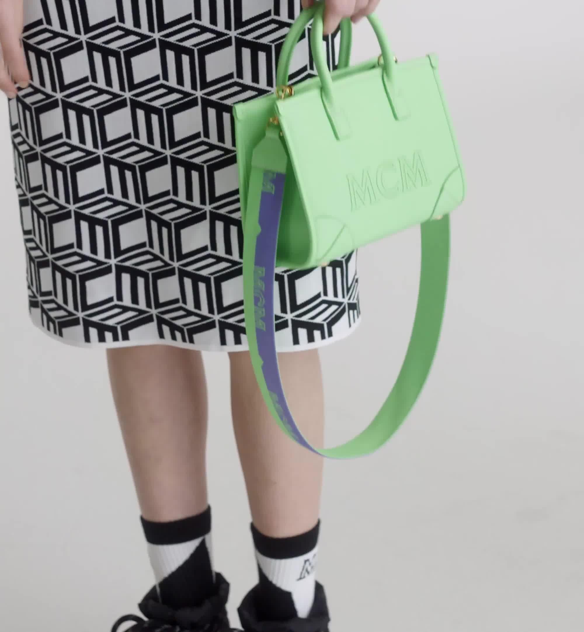 MCM Logo Tote Bag in Green